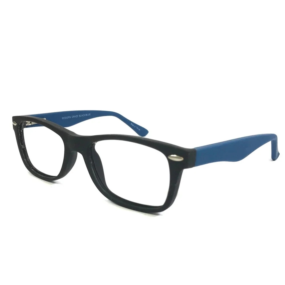 Modern Eyeglasses Frames CRAZE BLACK/BLUE Matte Rectangle Full Rim 50-18-140